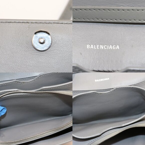 Balenciaga B Small Shiny Leather Handbag - Grey - Picture 14 of 15